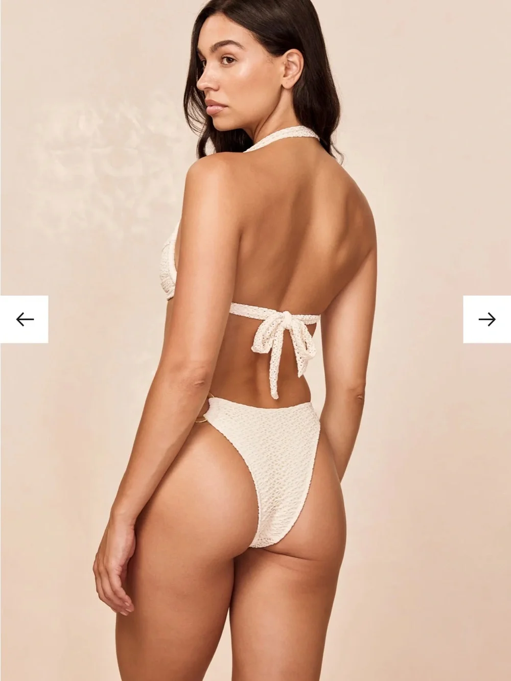 Monday Swimwear Cream Textured Ring-Side Bikini Bottoms New with tags